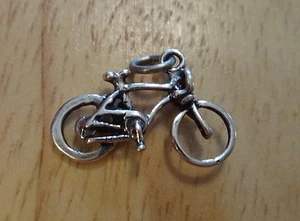 1 Dije de Bicicleta de 10 Velocidades de Plata Esterlina 3D 13x18mm - Imagen 1 de 4