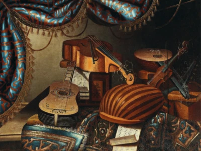 Musical Instruments Still Life | Bergamo Art | 17th Century Renaissance Print - Image 1 of 4