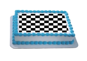 Foglio di glassa/cake topper a tema A4 a quadri bianco e nero - Foto 1 di 1