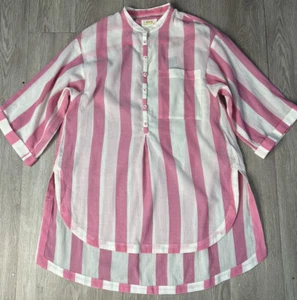 Anthropologie Maeve Swimsuit Cotton Cover Up Dress Pink & White Striped NWT - Picture 1 of 14