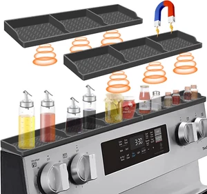 30 Inch Magnetic Spice Rack above Stove - Silicone Shelf Organizer Suctioned to - Picture 1 of 12