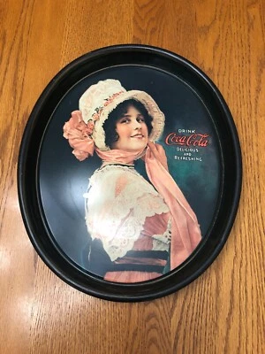 Vintage Drink Coca-Cola Reproduction of 1914 Betty Girl Oval Tray - Image 1 of 4