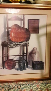 FRAMED PAULINE EBLE CAMPANELLI SIGNED PRINT 'PRIMITIVES' C. 1983 21' X 26' - Picture 1 of 7