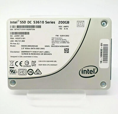 INTEL SSD DC S3610 Series 200GB SSDSC2BX200G4 2.5"6Gbps SATA SSD - Image 1 of 2