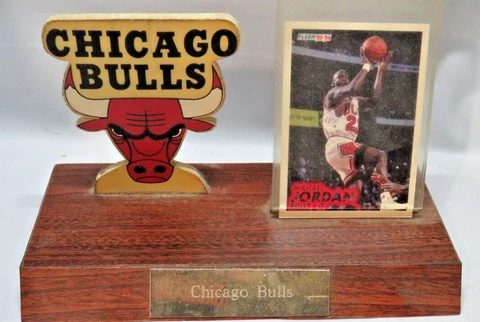 Chicago Bulls Michael Jordan 1993 Fleer Card Logo Plaque Vintage Rare Basketball Cover