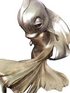 VINTAGE KOI FISH Statue Figurine Palm Beach Chinoiserie Mid Century RARE 1980s - Picture 1 of 12