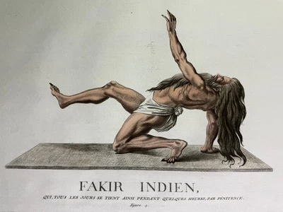 Bar, Jacques Charles, Altkolorierter Aquatinta-Kupferstich 1788 Fakir Indien  - Bild 1 von 4