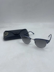 Ray Ban Unisex Clubmaster Sunglasses Striped Blue On Silver / Grey Grad Polar - Picture 1 of 12