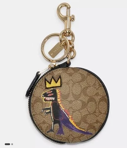 Coach X Jean Michel Basquiat Circular Coin Pouch In Signature Canvas NWT! - Picture 1 of 14