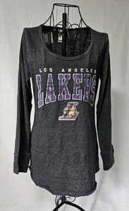 Camiseta para mujer Los Angeles Lakers manga larga gris y púrpura talla grande T12-276 - Imagen 1 de 5