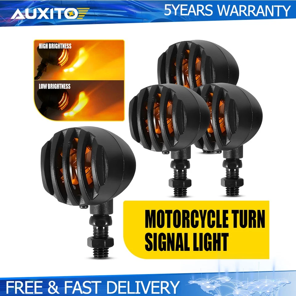 Intermitente indicador de señal de giro LED ámbar universal duradero 4 piezas Y 3 hilos para motocicleta Foto 1 de 4