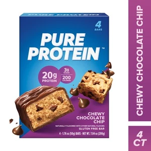 Chewy Protein Bars 20g Protein Low Sugar Gluten Free Snack Bars 4 Count New - Picture 1 of 6