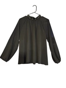 Blusa negra de cable y calibre cuello perlado manga larga para mujer XL - Imagen 1 de 8
