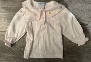 CAMISETA De Colección Oshkosh Bgosh Bajo Mono Cuello Peter Pan Hecha en EE. UU. 12M Bordada - Imagen 1 de 5