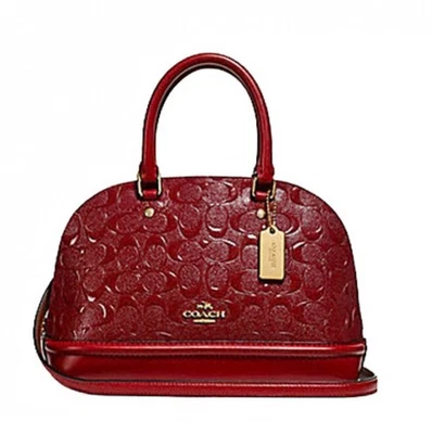 COACH F27597 Signature Debossed Patent Mini Sierra Satchel In Cherry BNWT - Image 1 of 4