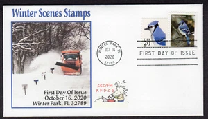 2020 Blue Jay Winter Scenes (5537) CEC/FM AFDCS Combo FDC MS209 - Picture 1 of 1