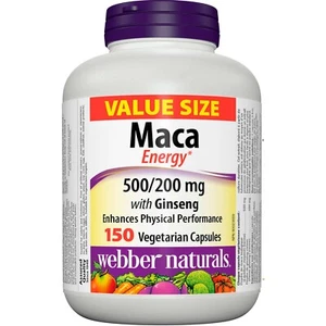 Webber Naturals Maca Energy with Ginseng 500/200mg Value Size 150 pcs NEW - Picture 1 of 2