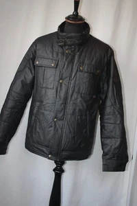 Vtg Belstaff Gold black nylon quilt Jacket red lining biker size L motorcycle - Picture 1 of 24