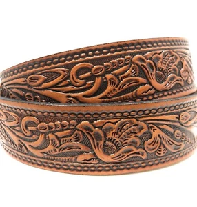 Western Oak Leaf Floral Design Leather Belt Handmade Choose Your Size 30-52 - Picture 1 of 9