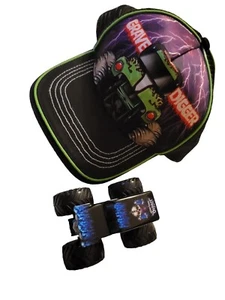 Monster Jam Official Grave Digger Kids Adjustable Hat W/ SonofGraveDigger Truck - Picture 1 of 6