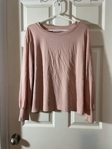 Ava And Viv Women's Sz X Shirt Long Sleeve Crew Neck Shirt Soft Blush Pink EUC - Picture 1 of 7