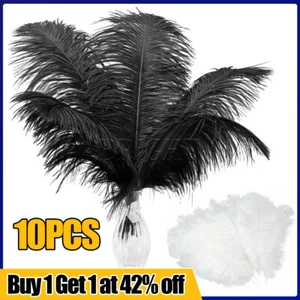 10PCS Large Ostrich Feathers Christmas Party Decor Xmas Tree Plume Craft 25-30cm - Picture 1 of 17