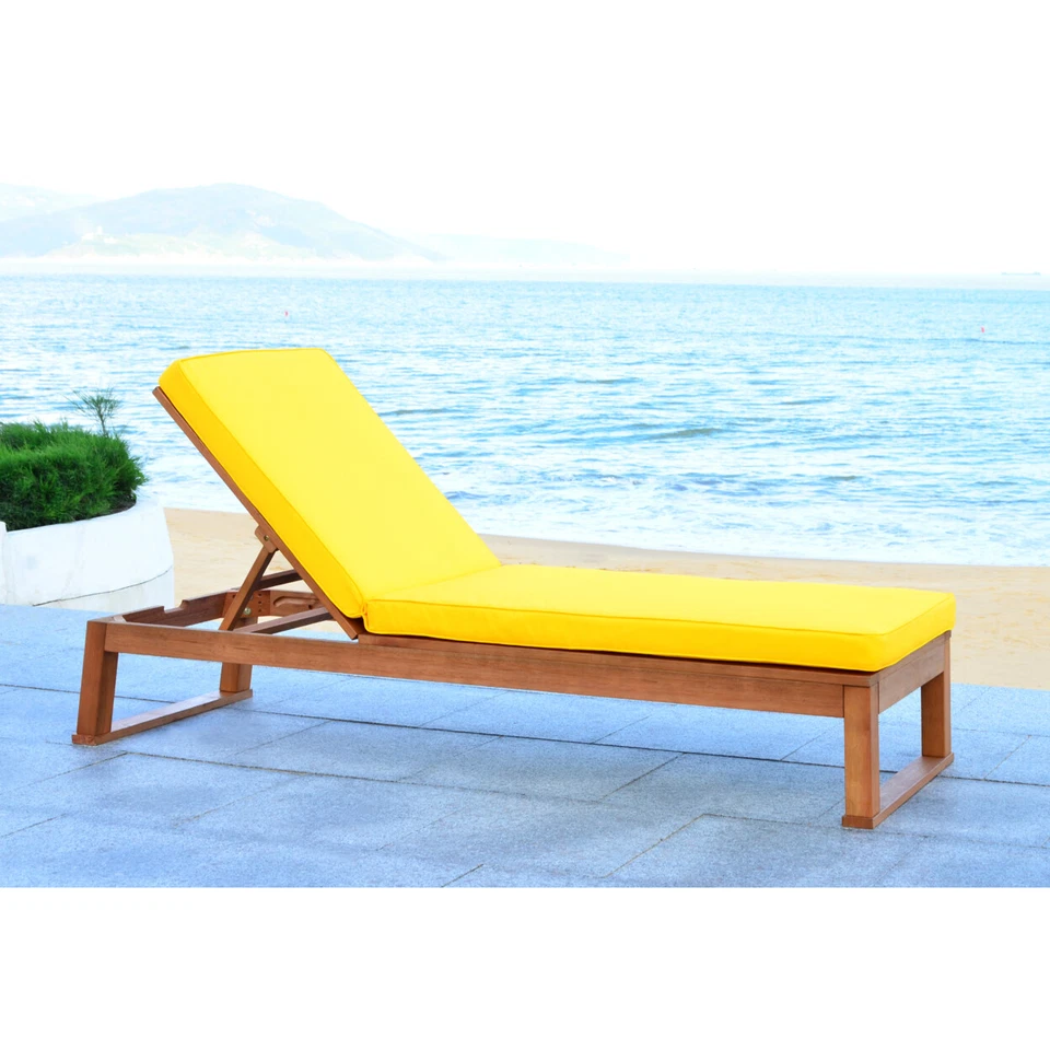 Tumbona chaise solano colección exterior SAFAVIEH | Natural/Amarillo | Foto 1 de 4