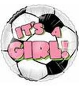 Two 9" It's A Girl Soccer ball Foil Balloons - Air-fill only - Picture 1 of 1