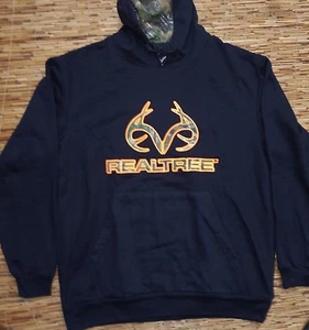 REALTREE LOGO HERREN MITTELSCHWER SCHWARZ MIT TARNFARBENBESATZ BAUMWOLLE/POLY HOODIE LISTE $ 70 - Bild 1 von 5