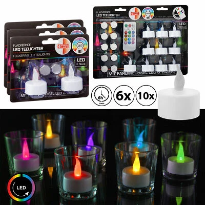 6/10x LED Teelicht Timer Farbwechsel Licht flackernd Flammenlose Kerze Batterie - Bild 1 von 4