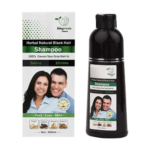 BioGreen Roots Herbal Natural Black Hair Color Shampoo Cover Dye Gray Fast Easy - Picture 1 of 3