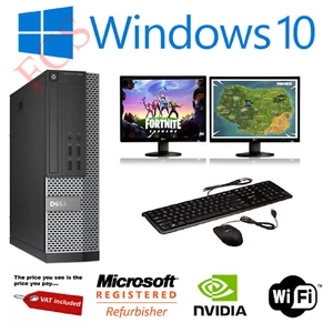 ULTRA FAST Gaming PC Bundle Intel Core i7 8GB 1TB Windows 10 GT710 DUAL SCREEN - Afbeelding 1 van 6