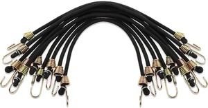 10-Pack Small Bungee Cords with Hooks 10-In Mini Black Rubber Bungee Cords Short - Picture 1 of 12