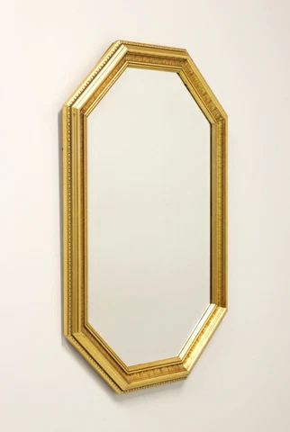CAROLINA MIRROR Traditional Hexagonal Beveled Wall Mirror in Gold Frame Cover