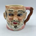 Vintage Ceramic Toby Style Face Mug Pitcher With Spaghetti Eyebrows Mustache
