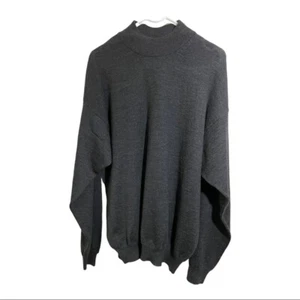Marconi mens Italian round collar ribbed merino wool sweater. Grey black. Large - Picture 1 of 10
