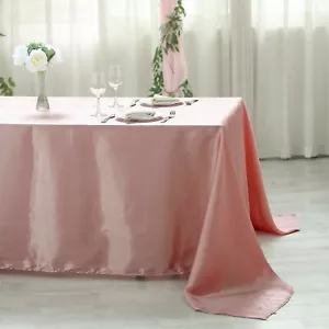 Dusty Rose 90x156" RECTANGLE Satin TABLECLOTH Wedding Party Home Banquet Linens - Picture 1 of 8