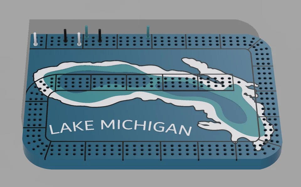 Tablero de cuna azul impreso en 3D, Lake Michigan Foto 1 de 4