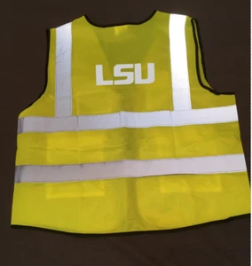 LSU Tigers Football NFL Team Logo Reflective Stripes Yellow Safety Vest - Picture 1 of 5