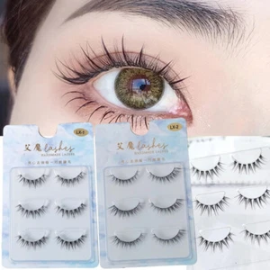 3 Pairs 3D Faux Mink Eyelashes Wispy Cross Natural Fluffy Makeup False Eye Lash - Picture 1 of 24