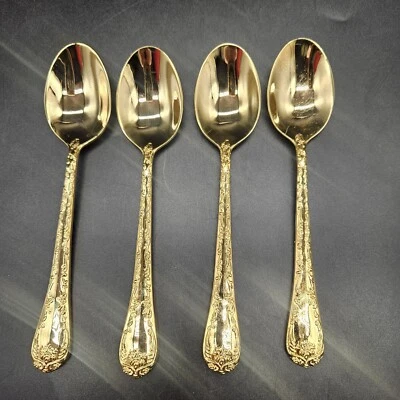 Juego de 4 cucharaditas cubiertos Rogers oro galvanizado rosa encantada dorada Foto 1 de 4