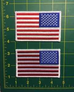 reverse american flag patch right shoulder patch reverse white 2 patches 3 5/8" - Picture 1 of 9