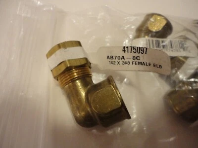 One Anderson Brass Female Compression Elbow 1/2 Comp X 3/8 Fpt Yellow Brass - Image 1 of 2