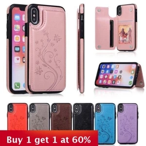 Flower Print Leather Wallet Phone Case For iPhone 16 15 14 Pro Max Plus 13 11 12 - Picture 1 of 15