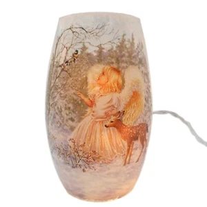 Stony Creek dekorative beleuchtete Glas Weihnachten Engel Hirsch Küken 5" Vase DGA1204 - Bild 1 von 9