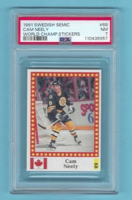 1991 Swedish Semic 68 Cam Neely Boston Bruin! PSA 7 NM! NO PSA HIGHER! VERY RARE - Image 1 of 4