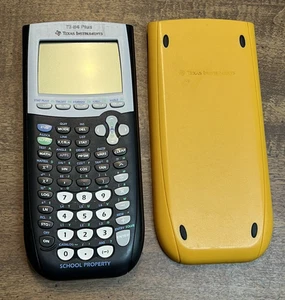 Texas Instruments TI-84 Plus graphischer Taschenrechner gelb Schulbesitz mit Deckel - Bild 1 von 22