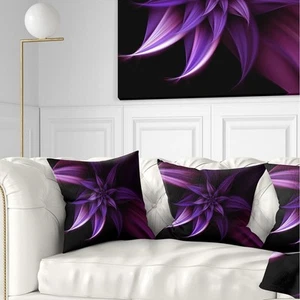 Designart 'Fractal Flower Purple' Floral Throw Pillow - Picture 1 of 10