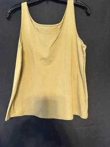 Camiseta sin mangas Eileen Fisher 100 % algodón cubierta de algodón conjunto doble L verde aguacate - Imagen 1 de 7