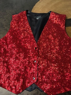 CHALECO DE COLECCIÓN LENTEJUELAS CITY ROJO BLING VACACIONES NAVIDAD INDONESIA PARA HOMBRES L Foto 1 de 4